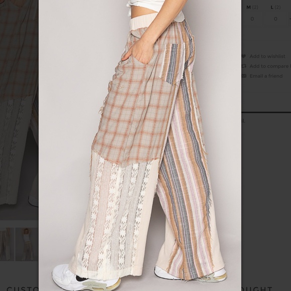 POL 💚 454 POL Plaid with Lace Detail Knit Pants SR21A - Picture 3 of 8